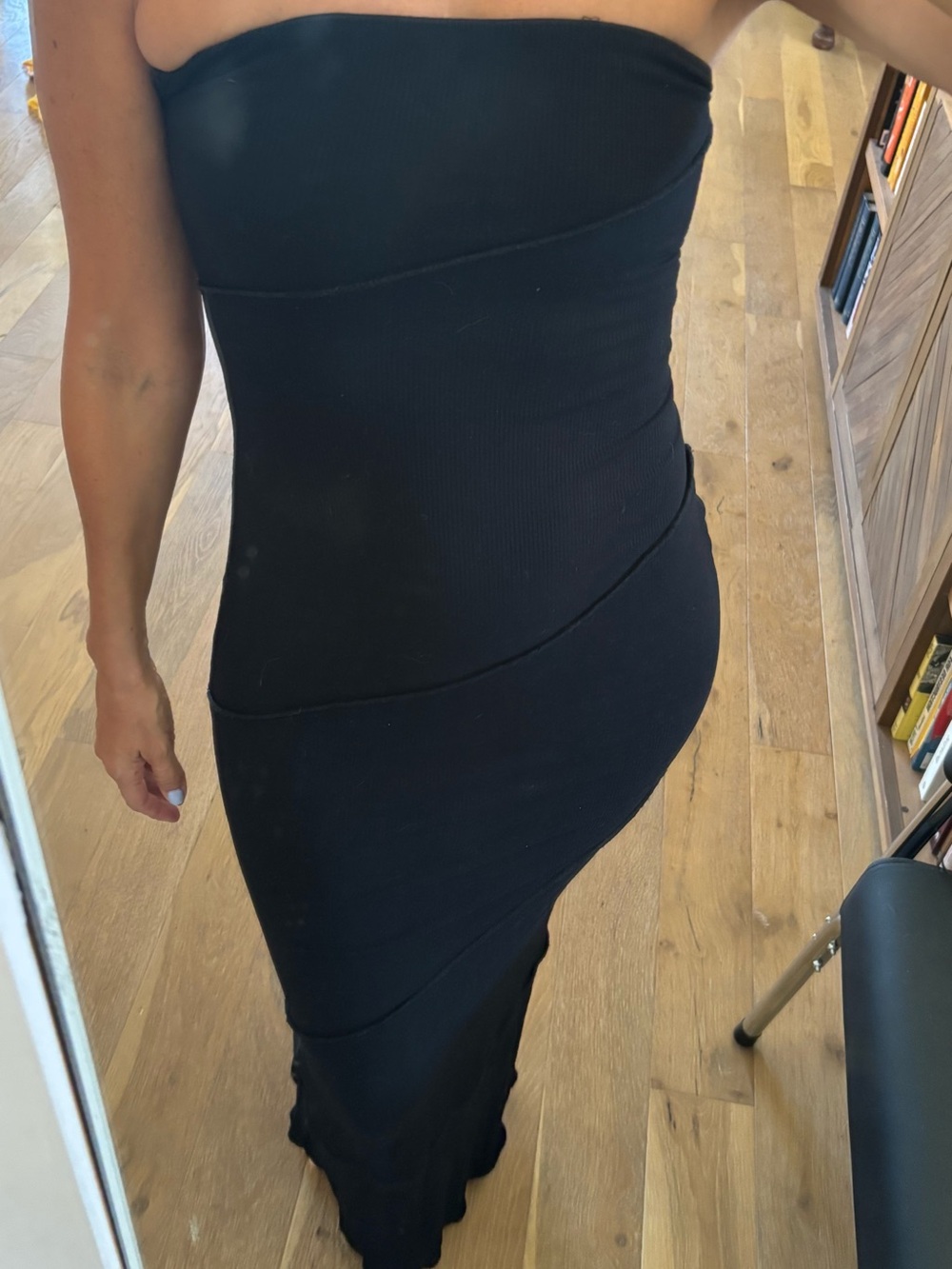 White Fox Black Ribbed Bodycon Maxi Dress